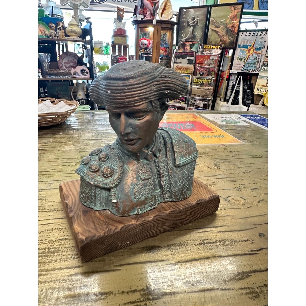 Vintage Matador Bronze Coated Chalkware Bust
